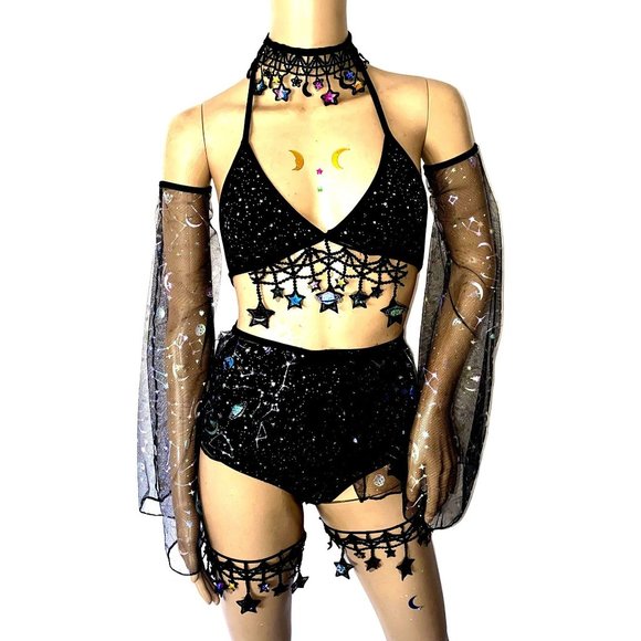 3 Pattern Options Stars and Moons Galaxy Celestial RaveFestival Outfit Arm War